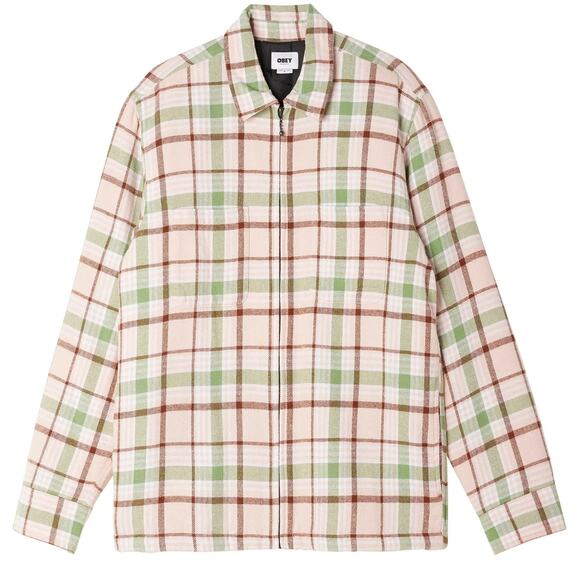 New Urban Outfitters OBEY Dom Plaid Shirt Jacket $120 MEDIUM Pink Clay - Picture 5 of 8